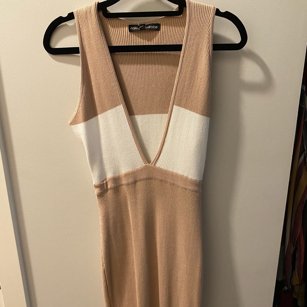 Cream and white bandage sweater maxi dress